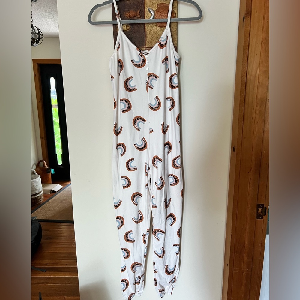 Mason Gray Onesie PJs - neutral rainbow